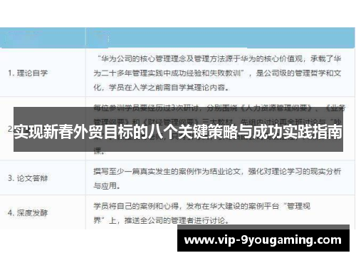 实现新春外贸目标的八个关键策略与成功实践指南